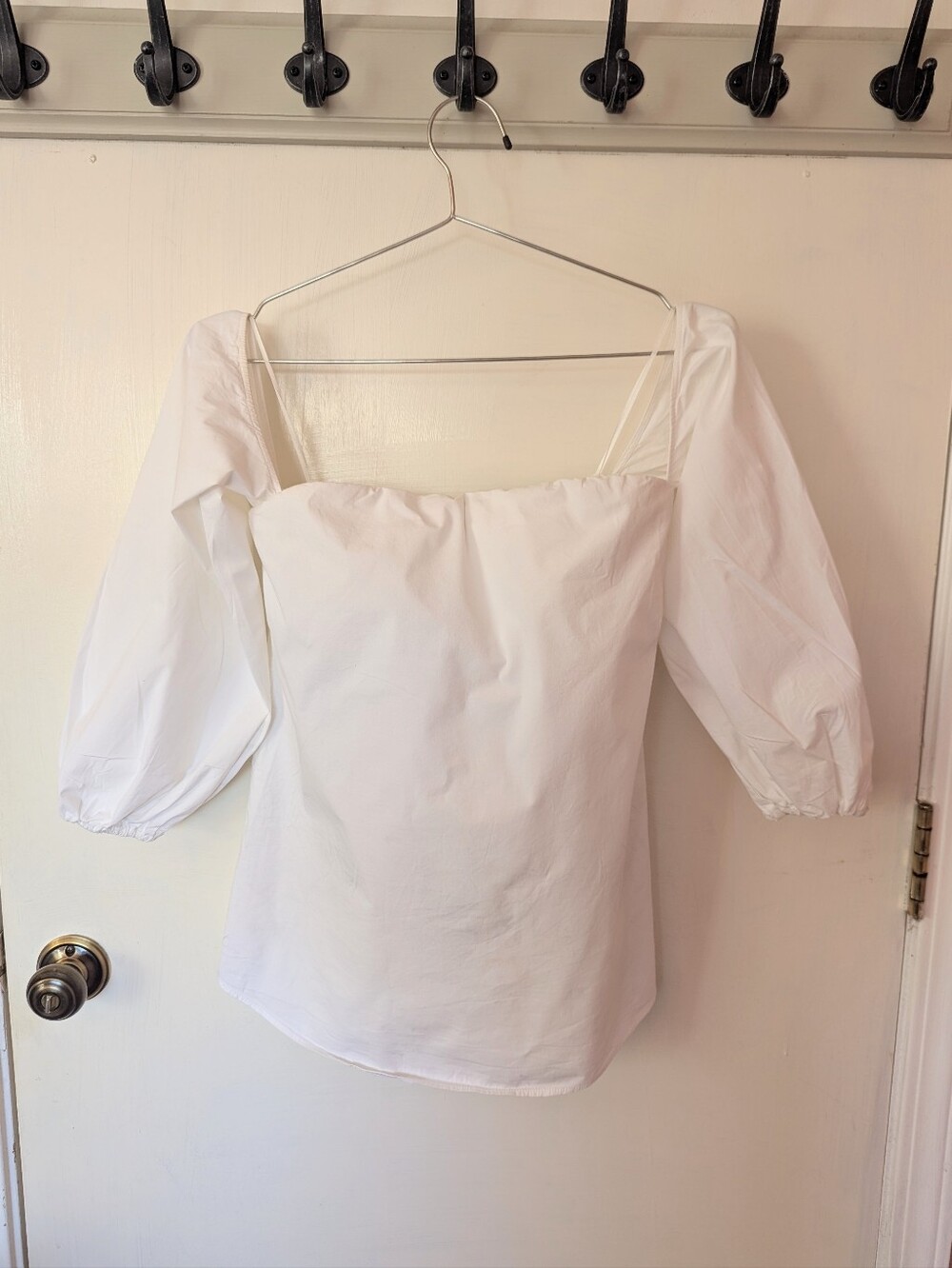 Theory White Off-Shoulder Puff Sleeve Blouse sz 0